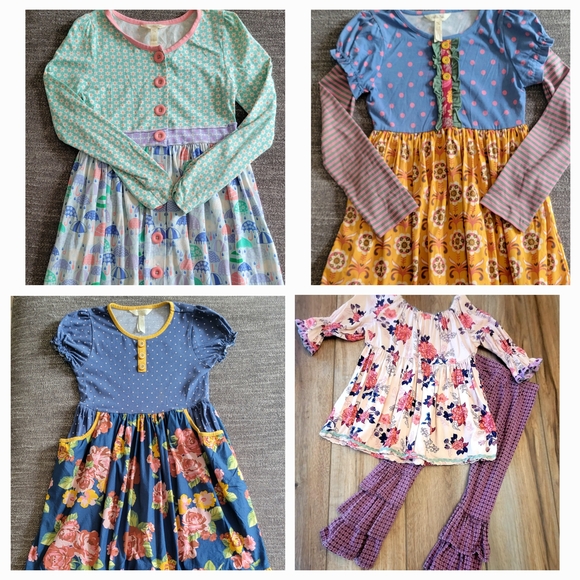 Matilda Jane Kids Dresses in Blue, Yellow, and Pink Matilda Jane Kids Dresses in Blue, Yellow, and Pink